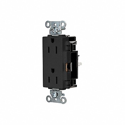 HUBBELL HBL2152STBK Receptacle 1/2 hp 125V AC NEMA 5-15R