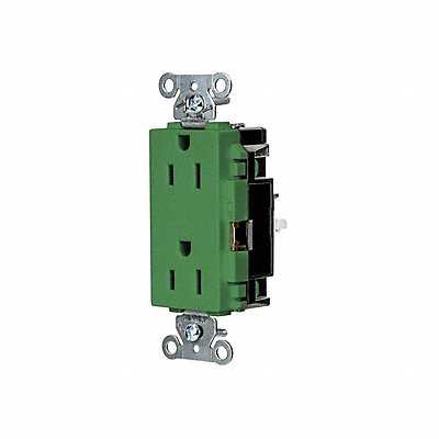 HUBBELL HBL2152STGN Receptacle 1/2 hp 125V AC NEMA 5-15R