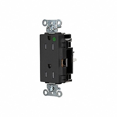 HUBBELL HBL2172STBKTR Receptacle 1/2 hp 125V AC NEMA 5-15R
