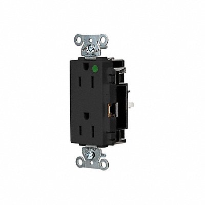 HUBBELL HBL2172STBK Receptacle 1/2 hp 125V AC NEMA 5-15R