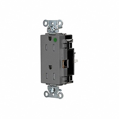 HUBBELL HBL2172STGYTR Receptacle 1/2 hp 125V AC NEMA 5-15R