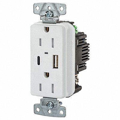 HUBBELL USB15ACPDW USB Receptacle White 1/2 hp