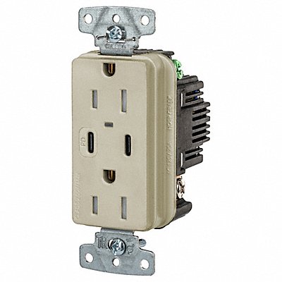 HUBBELL USB15CPDI USB Receptacle Ivory 1/2 hp
