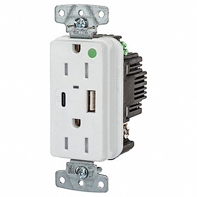 HUBBELL USB8200ACPDW USB Receptacle White 1/2 hp