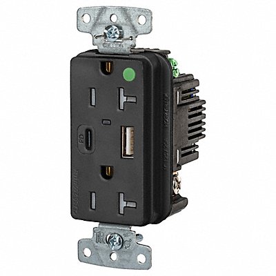 HUBBELL USB8300ACPDBK USB Receptacle Black 1 hp