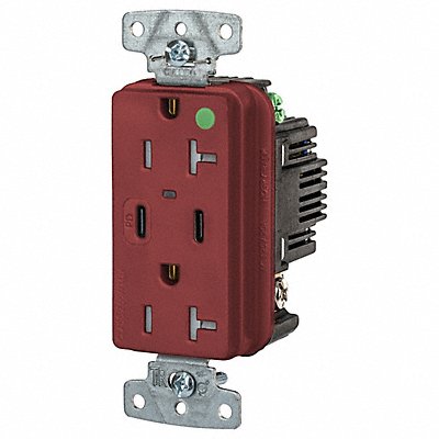 HUBBELL USB8300CPDR USB Receptacle Red 1 hp