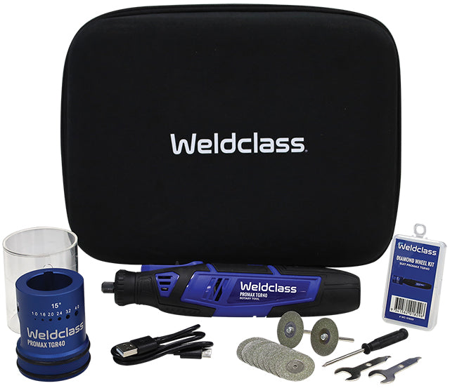 Weldclass WC-01864 TIG Tungsten Grinder Kit with Cordless Rotary Tool & Case PROMAX TGR40