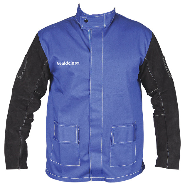 Weldclass WC-04656 Jacket PROMAX BF3 Blue FR Leather Sleeves 2XL