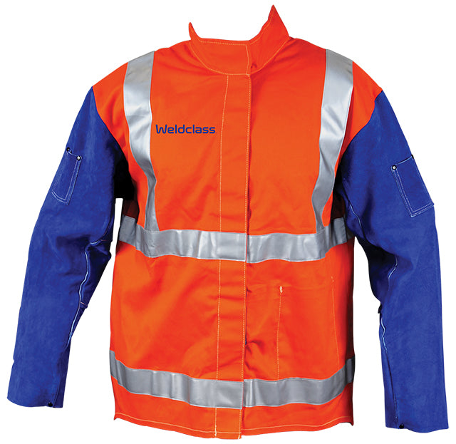 Weldclass WC-04766 Jacket PROMAX HV2 FR Hi-Viz Leather Sleeves 3XL