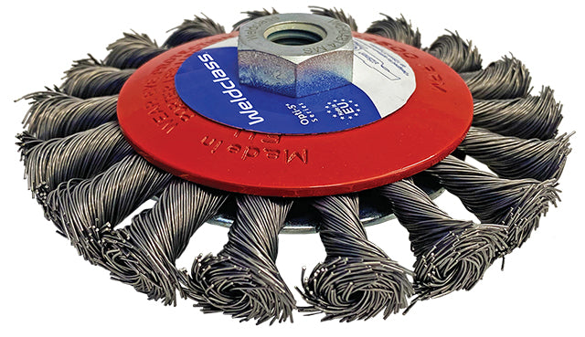 Weldclass WC-04814 Wire Brush Bevel Twist-Knot 125mm Opti-5 M14x2 Mild-Steel