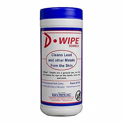 D-LEAD WT041 Lead/Metal Dust Removal Wipes 8 inL 6inW