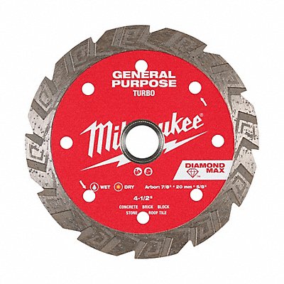 MILWAUKEE 49939104 Diamond Saw Blade Diam 4.5 Arbor 5/8