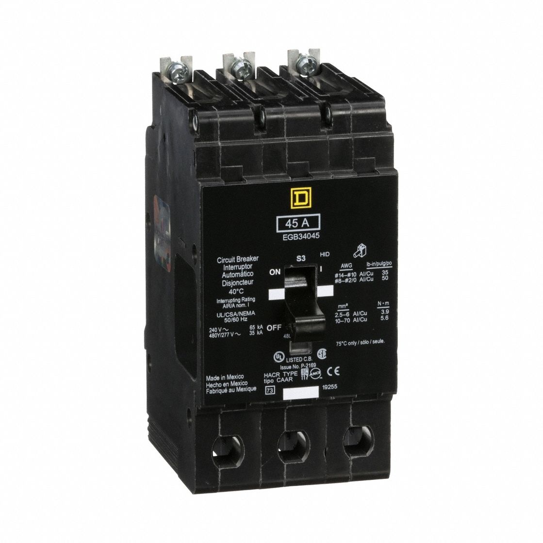 SQUARE D EGB34045 Miniature Circuit Breaker 480Y/277V 45A
