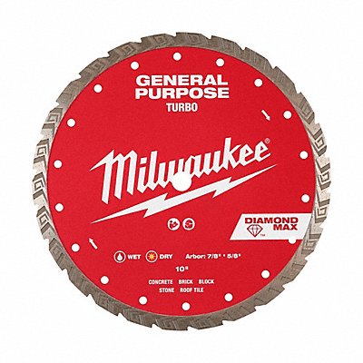 MILWAUKEE 49939110 Diamond Saw Blade Diam 10 Arbor 5/8