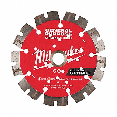 MILWAUKEE 49937526 Diamond Saw Blade Diam 5 Arbor 5/8 7/8