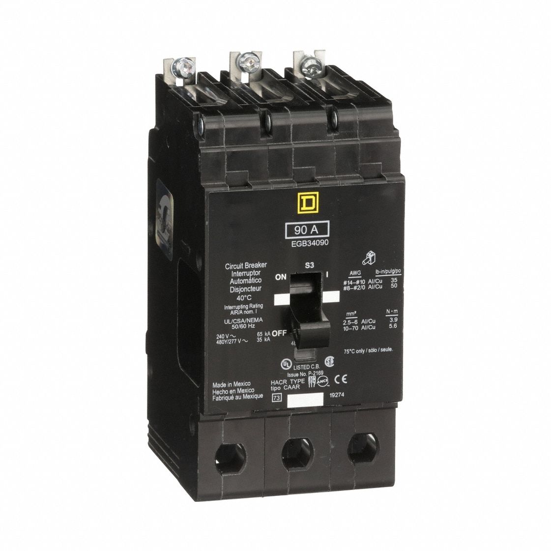 SQUARE D EGB34090 Miniature Circuit Breaker 480Y/277V 90A