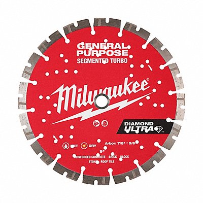 MILWAUKEE 49937532 Diamond Saw Blade Diam 9 Arbor 5/8 7/8