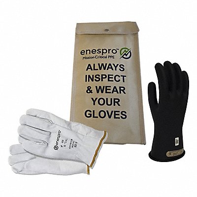 NATIONAL SAFETY APPAREL KITGC00B10 Class 00 Glove KIT Black 10 Glove Size