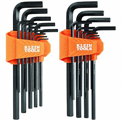KLEIN TOOLS LS22 Hex Key Set L-Style Long SAE/Metric 22PC