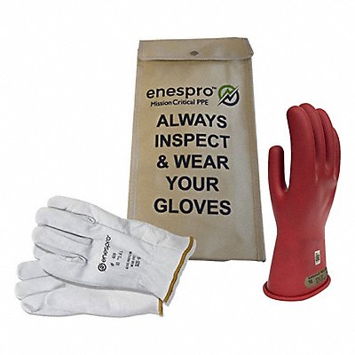 NATIONAL SAFETY APPAREL KITGC00R10 Class 00 Glove KIT Red 10 Glove Size