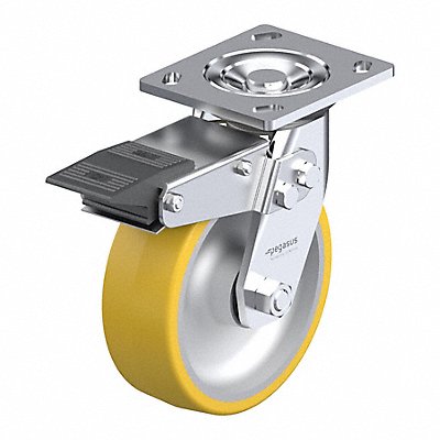 GRAINGER P21SUA060R14TB Plate Caster Swivel Polyurethane 7 1/2 H
