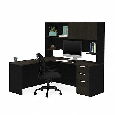 BESTAR 11088632 L-Desk Hutch Deep Grey/Black