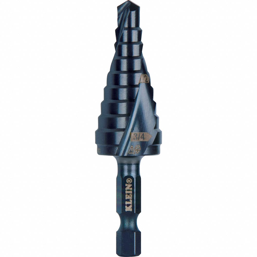 KLEIN TOOLS QRST03 Step Drill Bit Flute 1/4 to 3/4-Inch