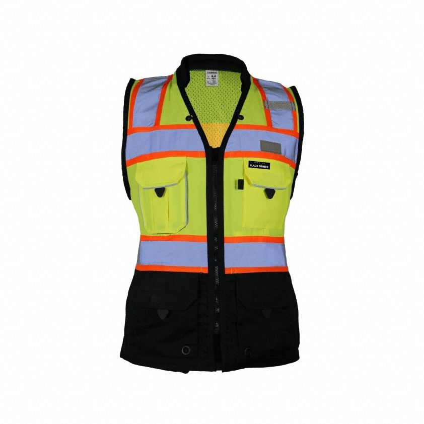 KISHIGO S5021S Surveyors Vest Zipper Lime S