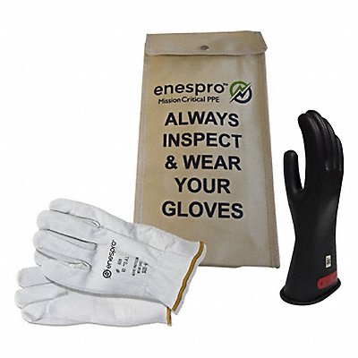 NATIONAL SAFETY APPAREL KITGC0B09 Class 0 Glove KIT Black 9 Glove Size